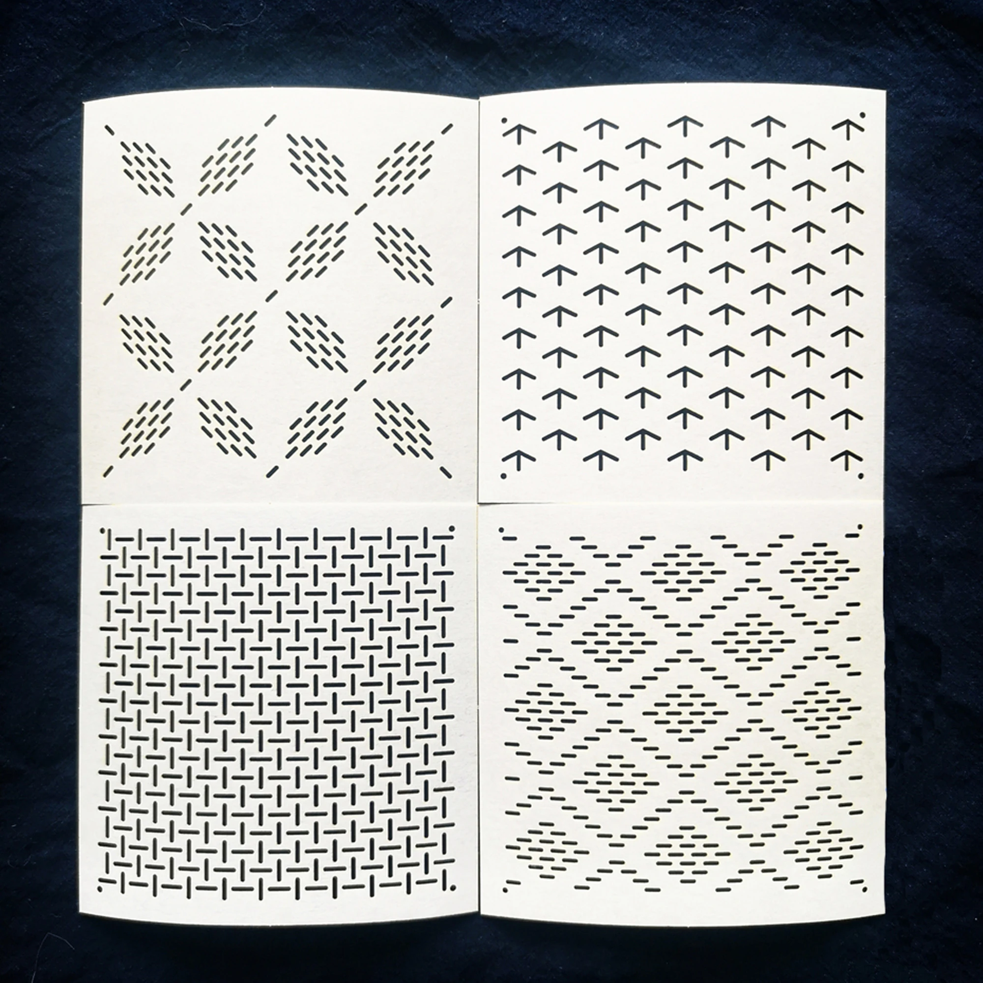 Sashiko Stencil,Sashiko embroidery pattern,Quilt stitch mold,Small needle embroidery,10cm/4 inch diameter,1-4 pattern.