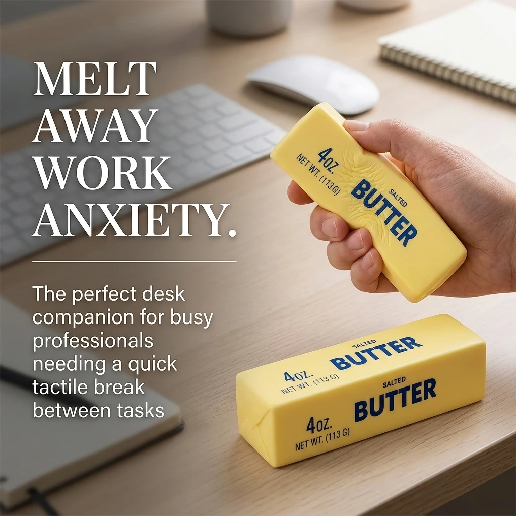 Squishy Elastic Butter Stick Fidget Toy in Cheese Shape Stress Relief Funny Decompression Prank Squeeze Toy for Anxiety Relief