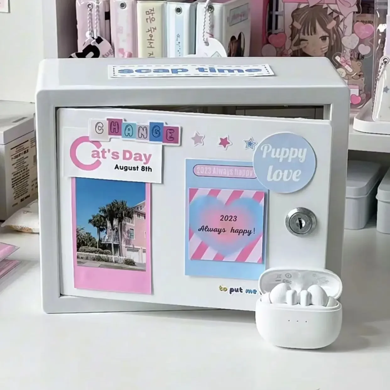 PP Plastic Storage Small Cabinet American Retro Desktop Milk Box DIY Storage Box Dormitory Household Storage Box with lock