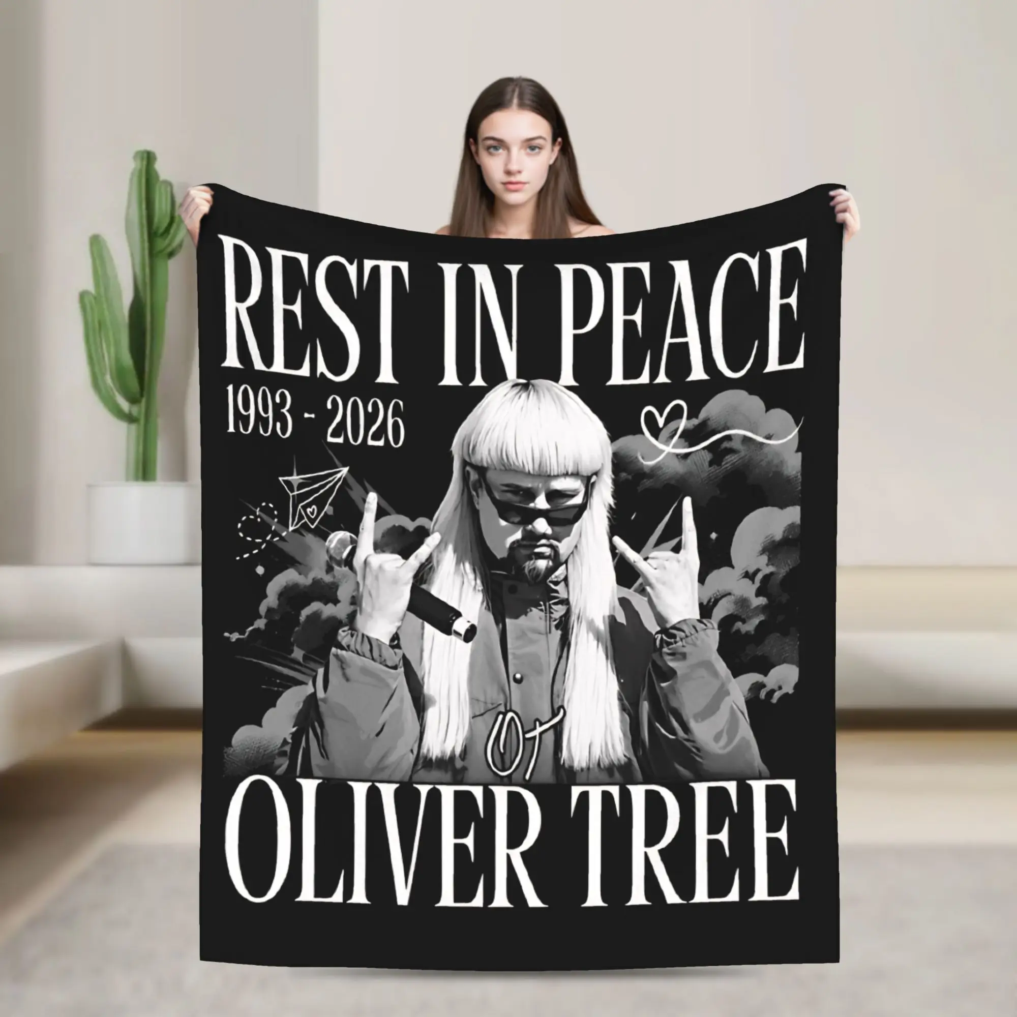 In loving memory OT Oliver Tree Rest In Peace 1993 to 2026 Memorial Throw Blanket Warm Soft Aesthetic Blanket  Bedspread Cover
