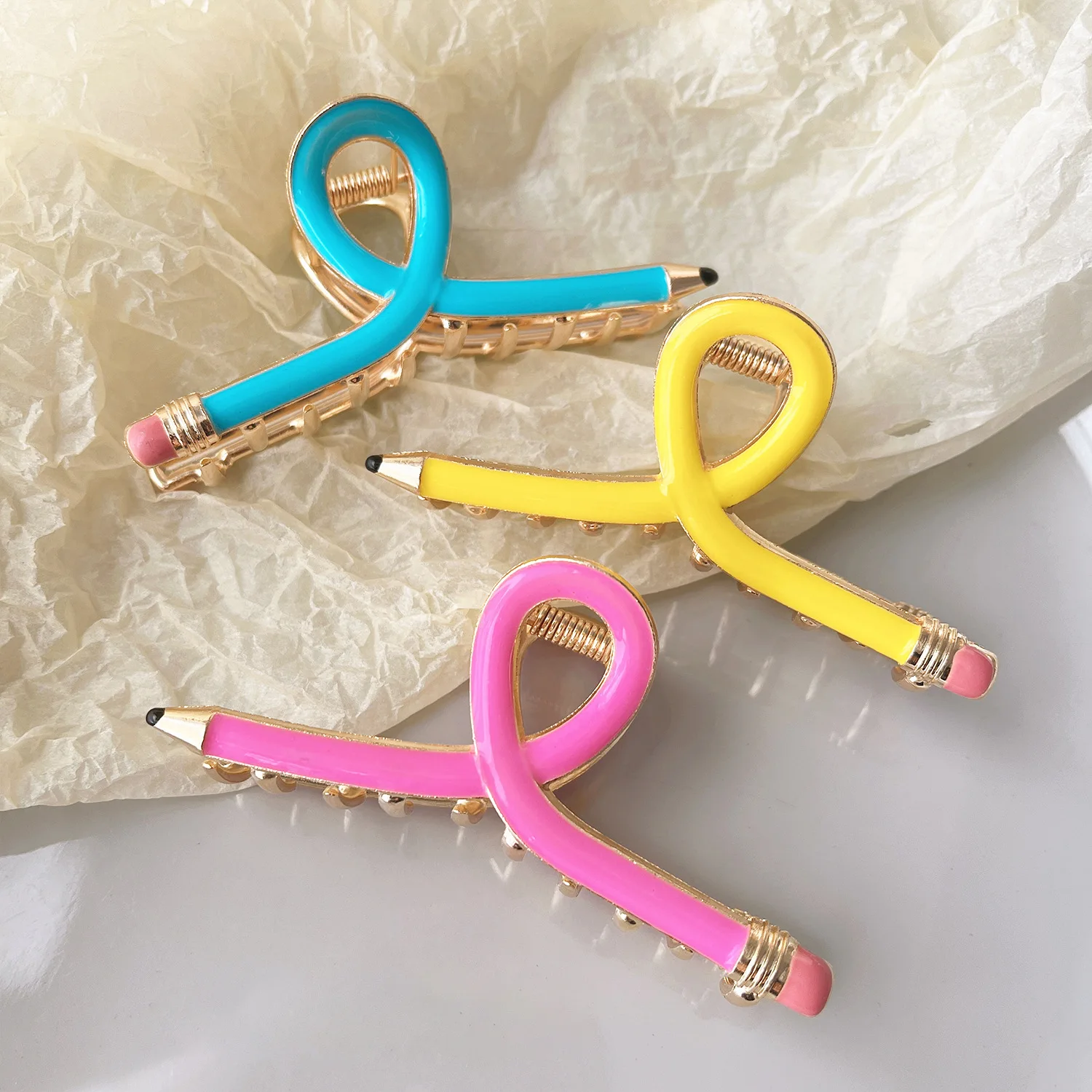 

Women's Hair Claw Clips Pencils Funny Fashionable Personalized Simple Versatile Hair Grabs Metal Dopamine Hair Accessories Girl