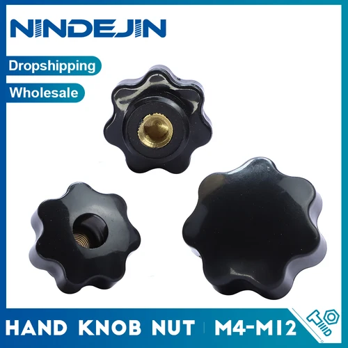 Imagen 1 del producto NINDEJIN 1-5 uds tuercas de apriete a mano de ciruela M4 M5 M6 M8 M10 M12 agujero ciego de nailon de plástico 7 estrellas tuerca de pulgar perilla de sujeción tuerca Manual