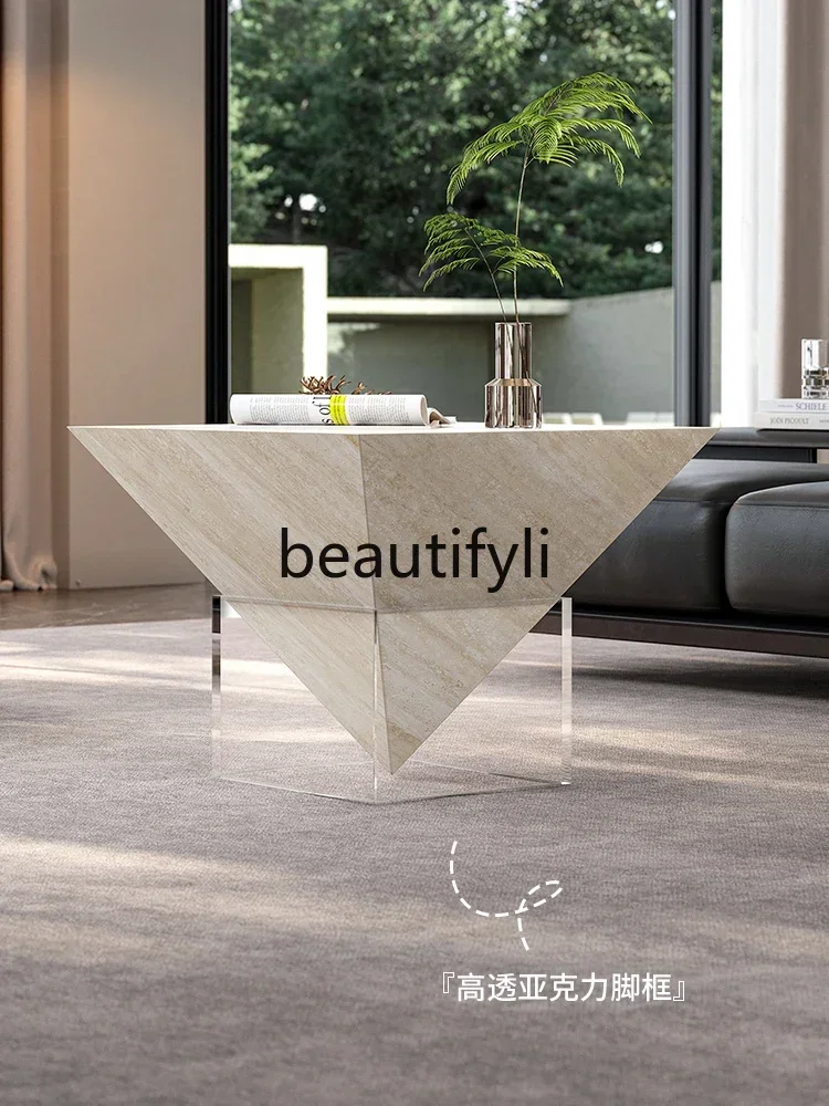 

yj21 Travertine Coffee Table High-End Suspended Mid-Century Style Designer Living Room New Small Coffee Table