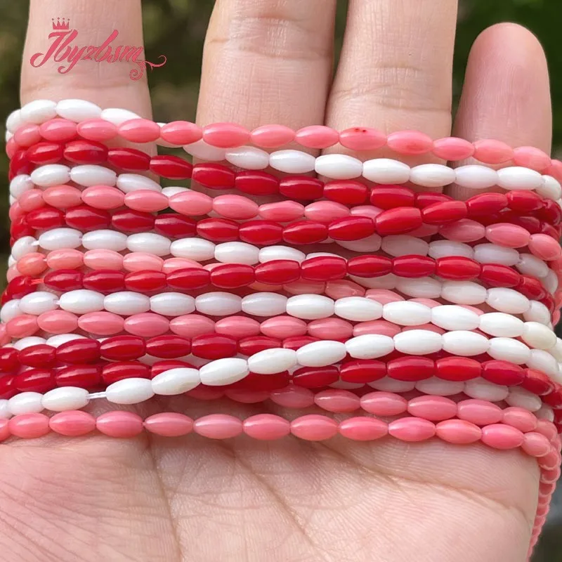 3x6mm Natural Coral Oval Smooth Loose Stone Beads For DIY Necklace Bracelets Earring Jewelry Making Strand 15\