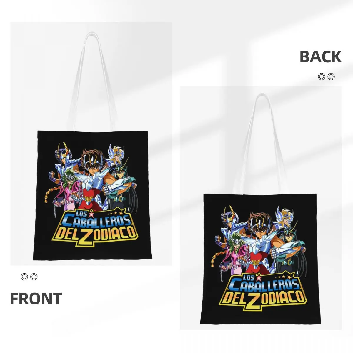 Knights Of The Zodiac Saint Seiya Shopping Bags Ladies Canvas The Tote Bag Foldable Women Shoulder Tote Travel Handbag