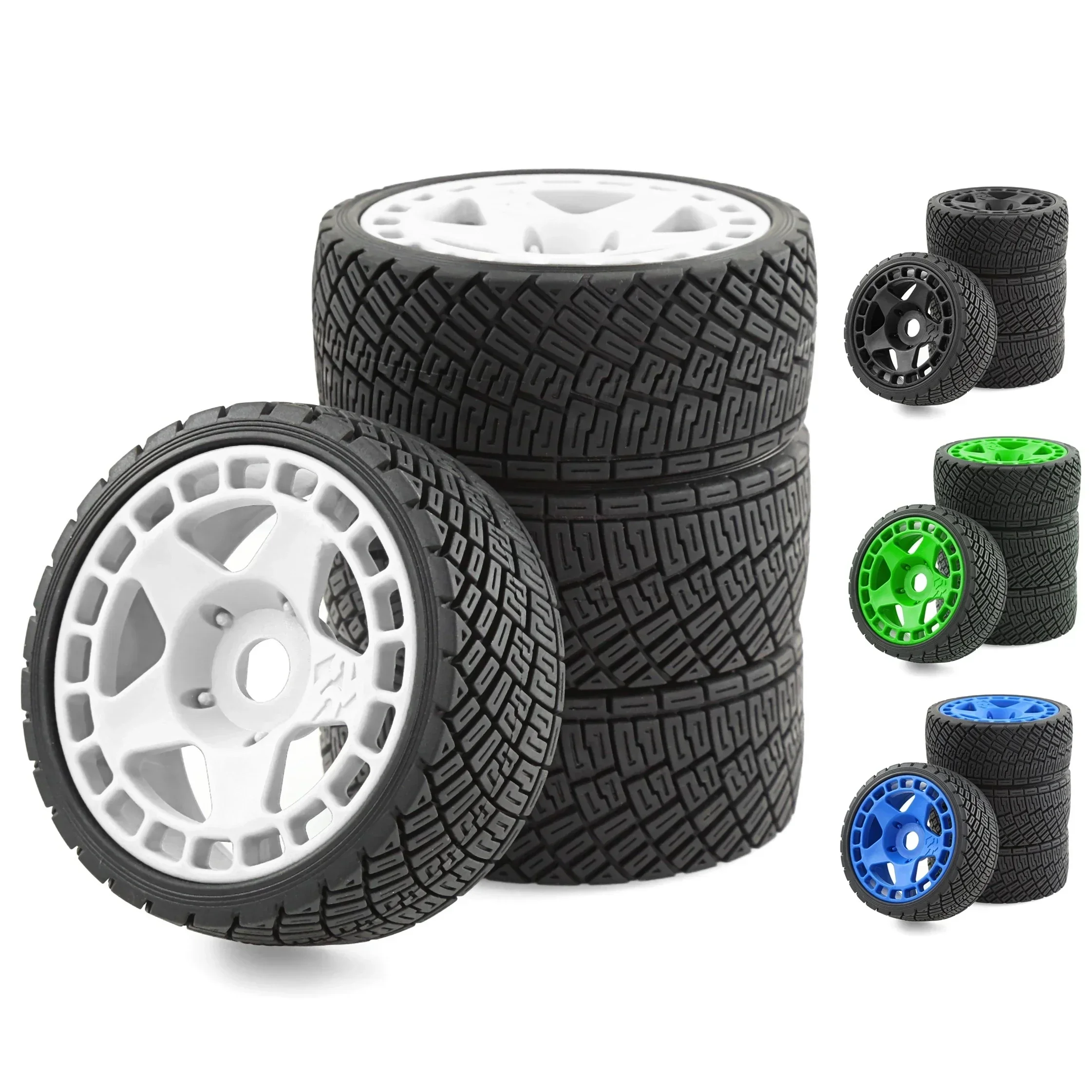 Rubber Tires Platic Wheel 100mm 1/7 1/8 RC Rally Off-Road Buggy 17mm Hex for ARRMA Traxxas Redcat Team Losi Kyosho HPI WR8 HSP