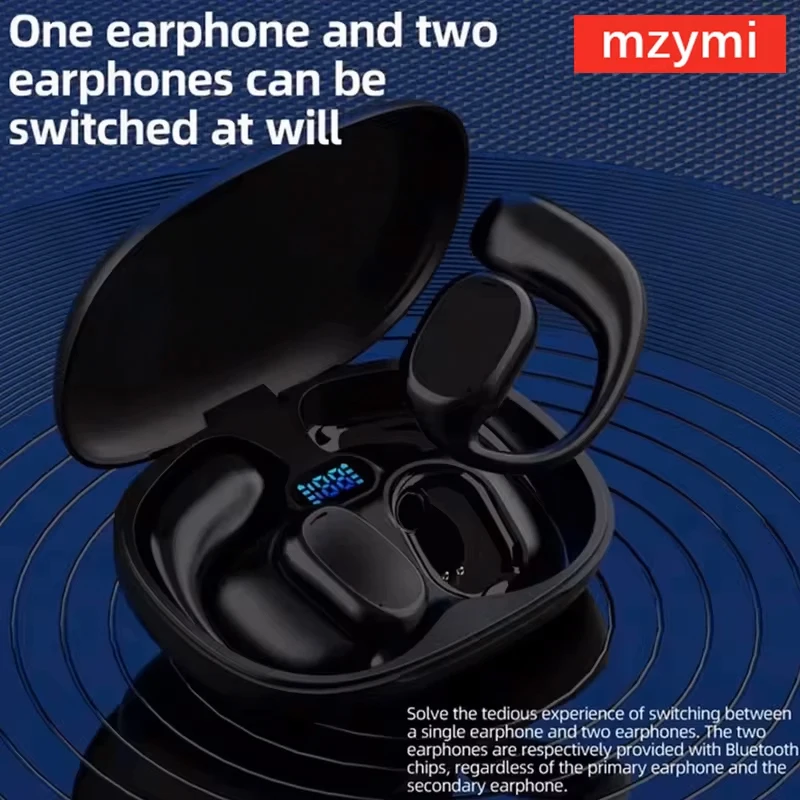 MZYMI Auricolari Bluetooth senza fili Conduzione ossea HiFi Stereo Impermeabile Gancio per l'orecchio Cuffie sportive Mijia Touch Control Cuffie