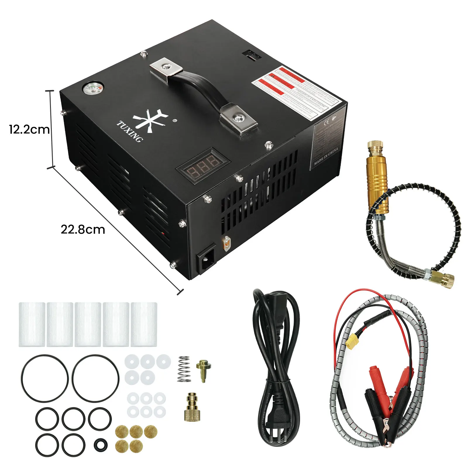 TUXING 4500Psi PCP-luchtcompressor Ingebouwde transformator Hogedruk elektrische compressor 110v / 220v Verstelbare spanning voor luchtbuks