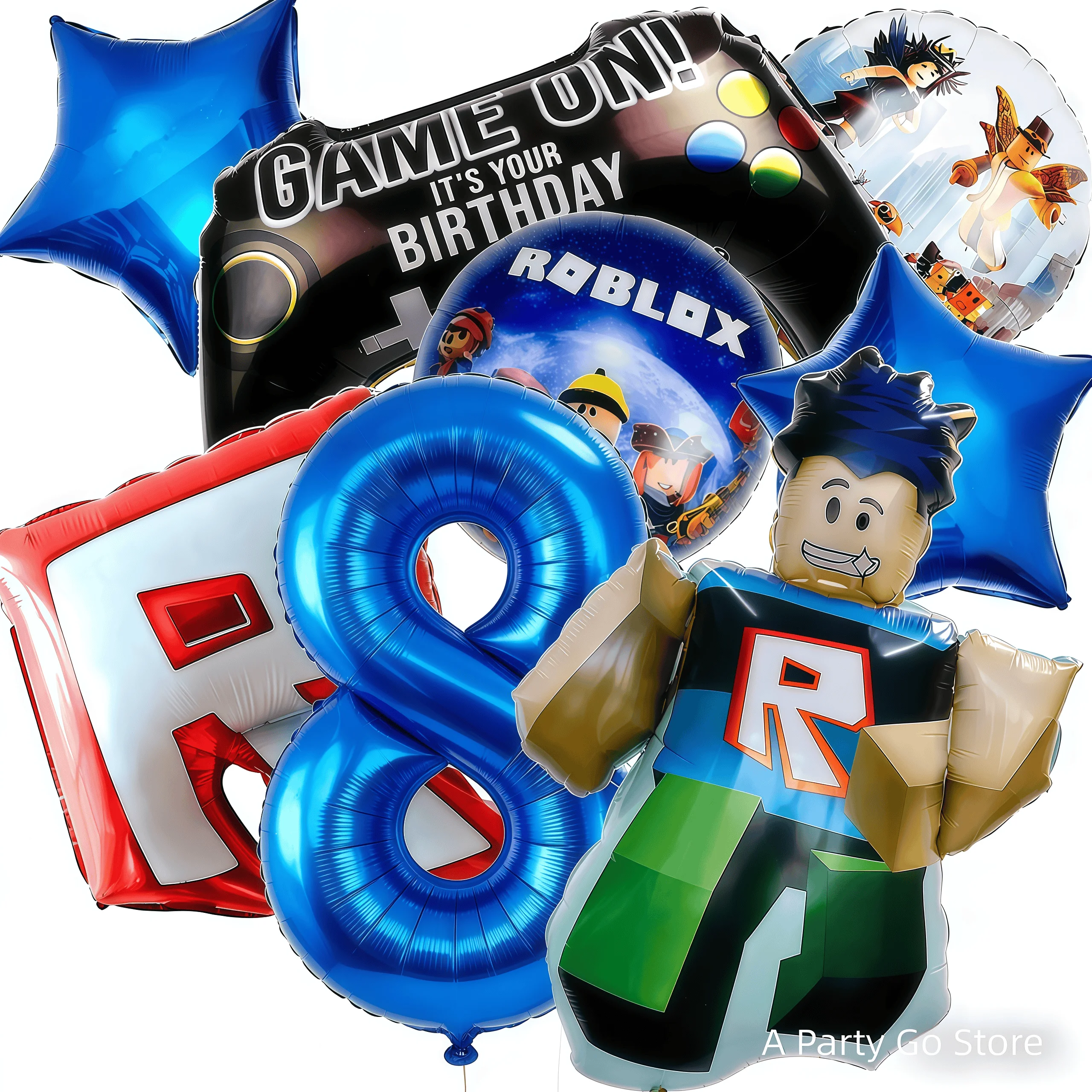 Ballons Roblox, ensemble de ballons de jeu de dessin animé Roblox, ballons de dessin animé double face pour garçons, décoration de fête d'anniversaire, ballons numérotés pour baby shower