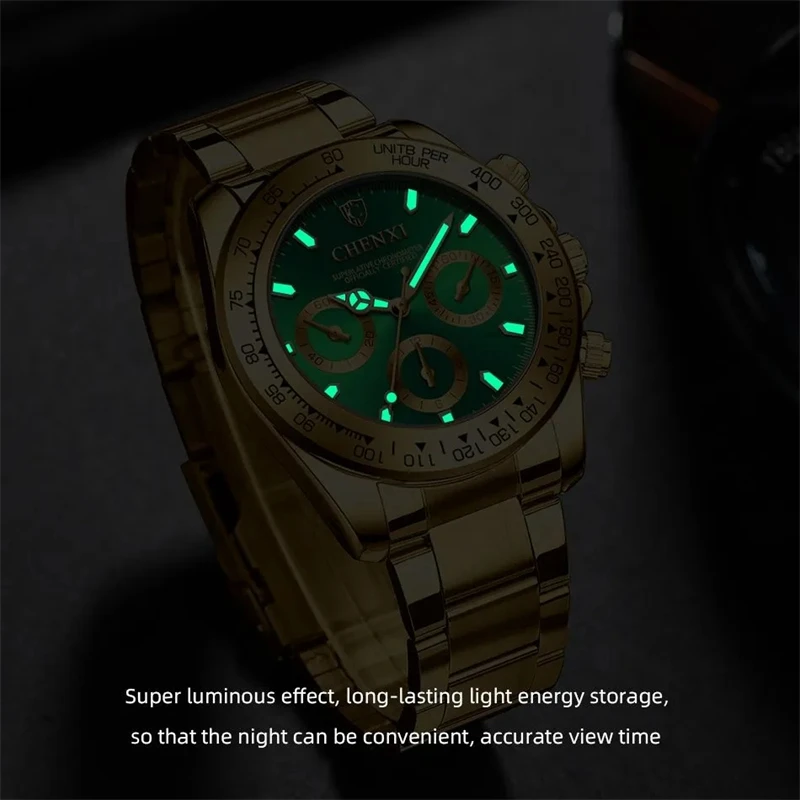 CHENXI 086A Men\'s Gold Watch Casual Quartz Watches Stainless Steel Waterproof Luxury Fashion Business Men Wristwatches