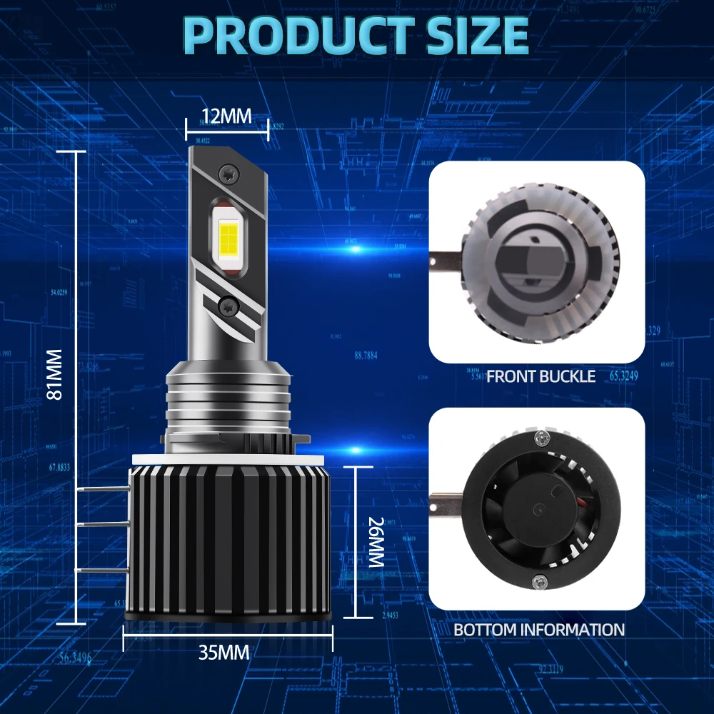 

H15 LED Headlight Bulbs CANBUS 6000K White 20000LM Car LED High Beam DRL Driving Lamp Cooling Fan For Ford TRANSIT 2013-2023