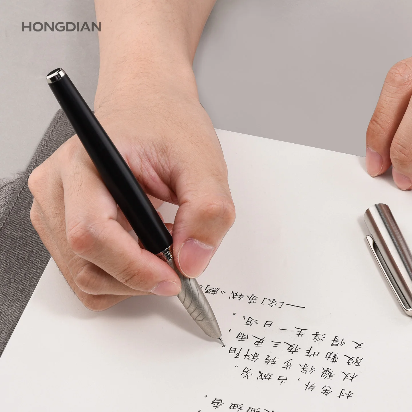 LT Hongdian Entry Level Hooded Nib Metal Fountain Pen 618 Custom Engraving Office Student Use