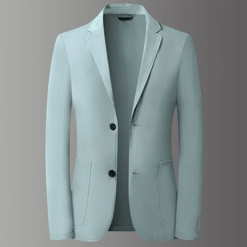 Men Lightweight Suit Sun Protection Clothing Spring Summer Thin Mens Blazer Ice Silk Jacket Smart New Casual Male Suit Coat