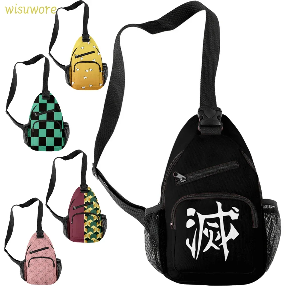 Demon Slayer: Kimetsu No Yaiba Backpack Canvas Bag Kamado Tanjirou School Bags Teenagers Fashion Diagonal Shoulder Bag Cosplay