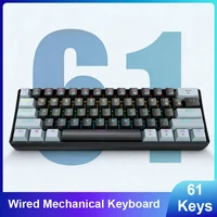 Teclado Mecánico con Cable K61, 60% 61 Teclas, Retroiluminación RGB, Interruptor Rojo/Azul, Teclado Compacto para Juegos, para PC y Portátil