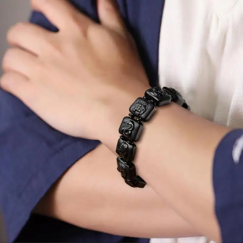 

Certified Natural Black Jade Bracelet Wide Bangles Women Genuine Myanmar Jadeite Grade A Burma Jade Chinese Zodiac Bracelets
