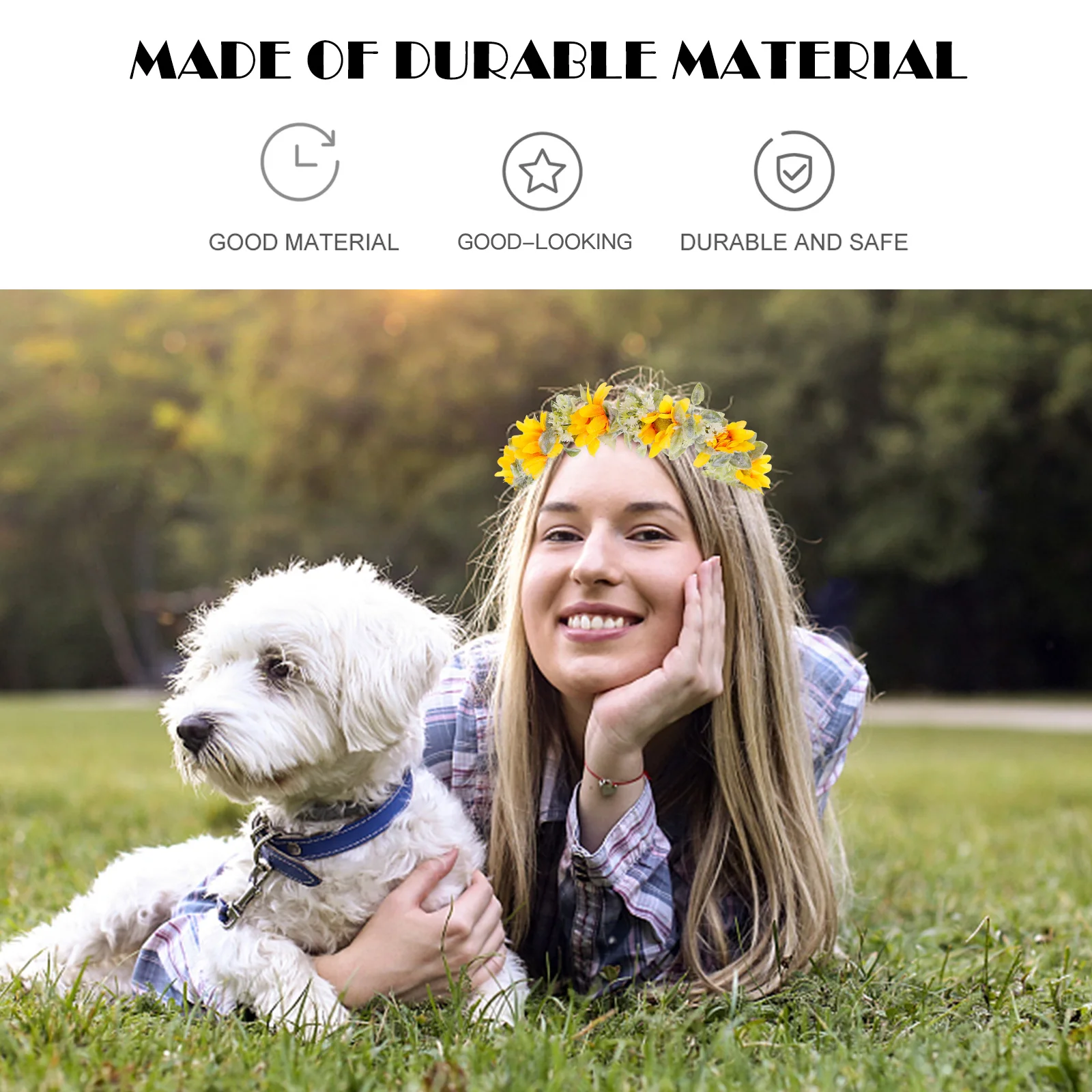 

Artificial Sunflower Headband Garland Hair Accessories for Wedding Party Bridal Bridesmaid Photography Theme Decor Floral Wreath