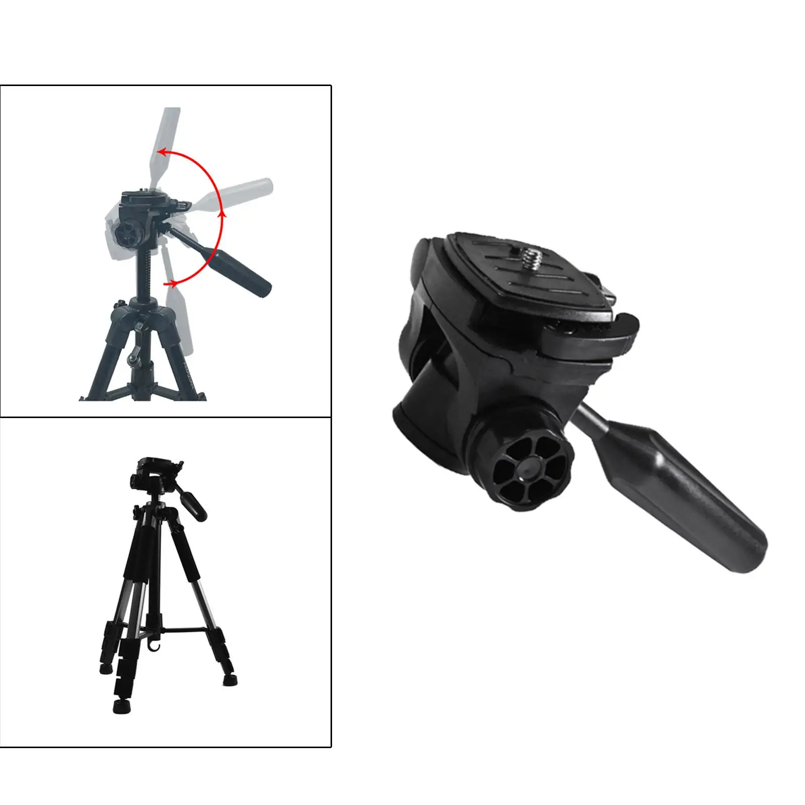 Camera Tripod Head with Plate 360 Degree Rotating Compact Panorama Black Accessories Mount Adapter for DSLR Camcorder Monopod