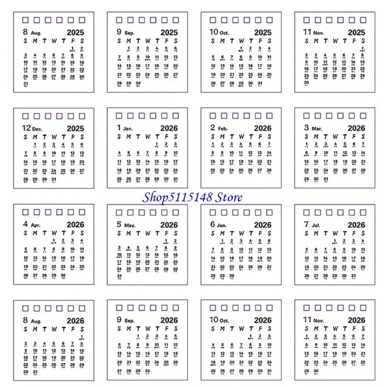 Стол-календарь F3MA 2026 17 месяцев с августа 2025 года по декабрь 2026 г. Ежемесячный календарь с двумя календарями для для