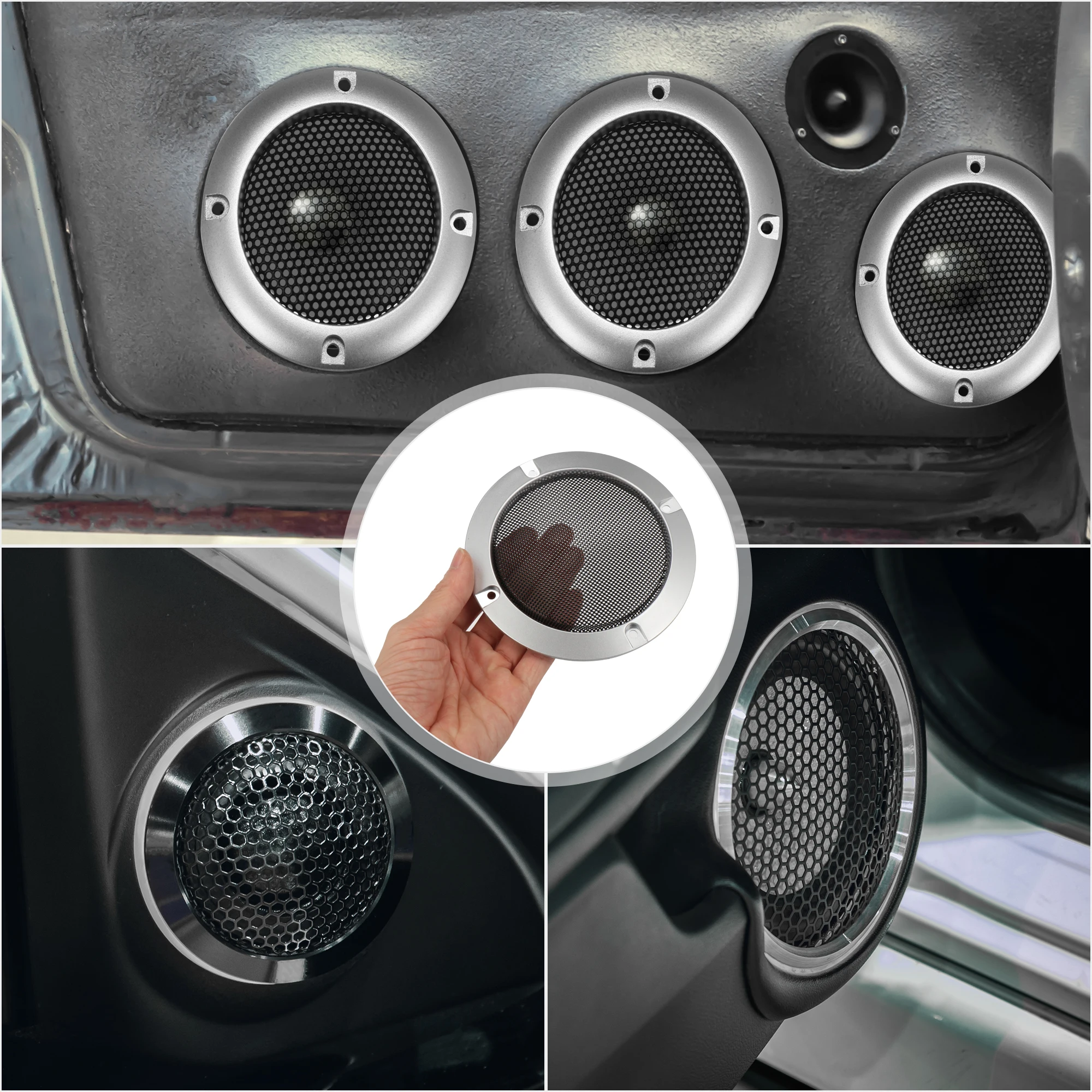 X Autohaux 4 Inch Car Speaker Net Grille Cover Round Grill Horn Mesh Enclosure Speakers Frame Iron Wire Guard Auto Accessories