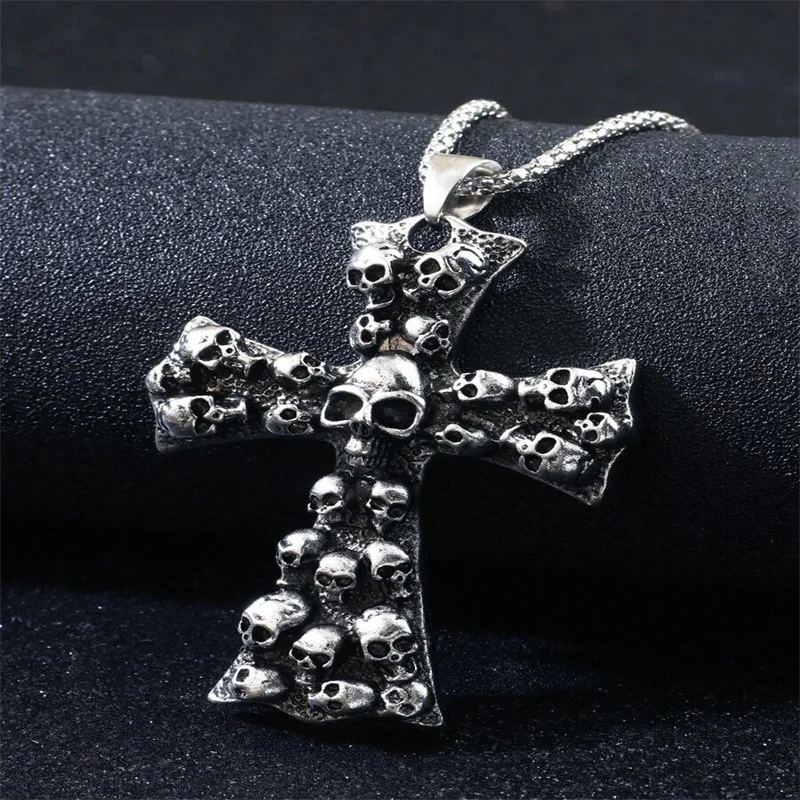 

1pc Punk Black Skull Big Cross Necklace for Men Women Friend Jewelry Gift