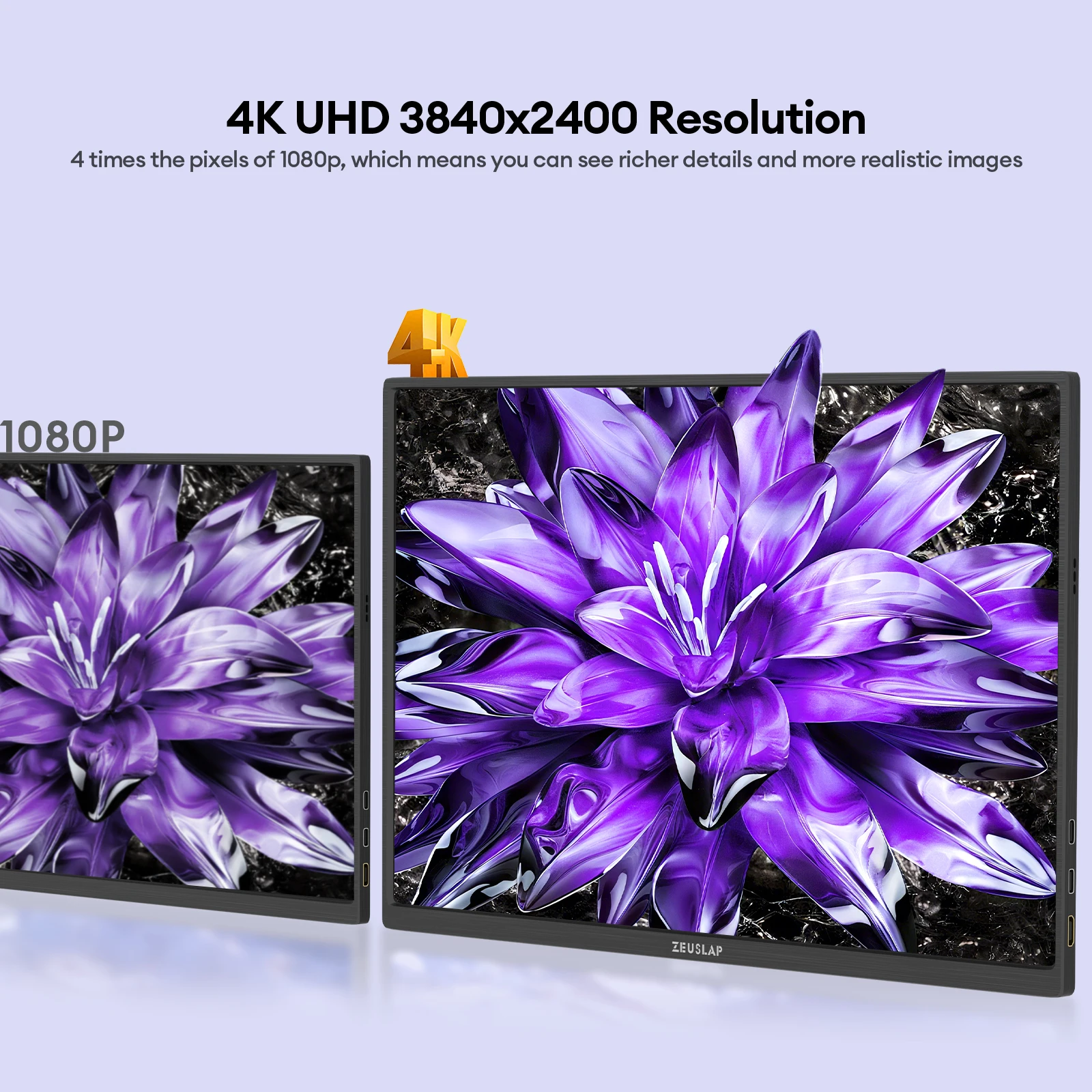[제우스랩] ZEUSLAP-Z16K 16인치 4K 휴대용 모니터 3840x2400 100% DCI-P3 썬더볼트 USB-C HDMI 휴대폰, PS5, 노트북 PC 보조 화면 썸네일 2