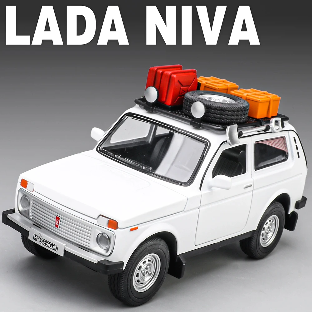 1:24 Lada Niva ‌   2106 Modello pressofuso in lega Giocattoli Porte per auto Aperti Suono Luce Tirare indietro Ornamenti Collezione di modelli Regalo di Natale