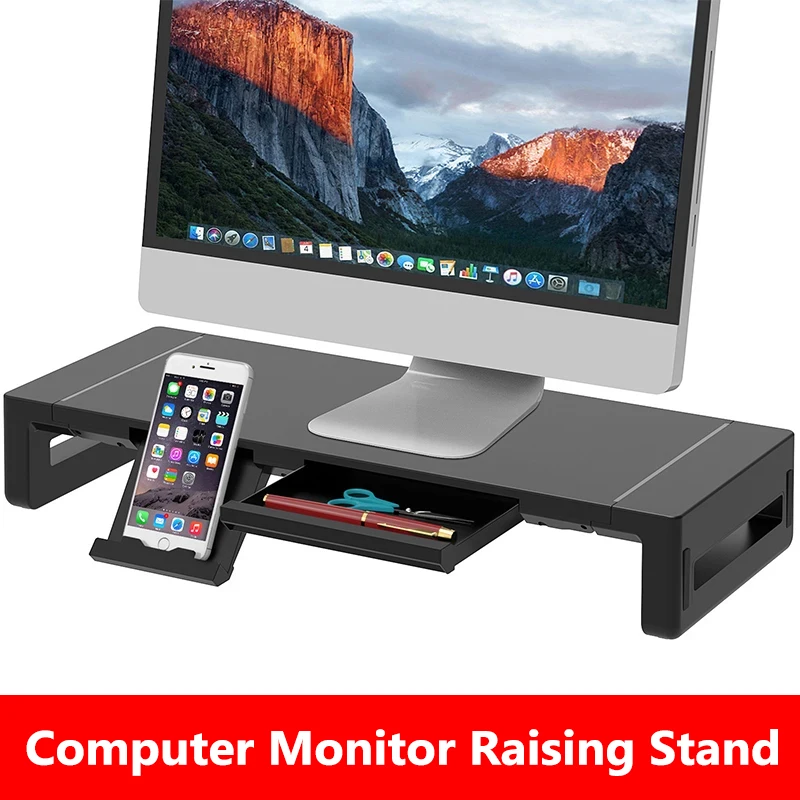 

RGB Monitor Stand Riser Bracket with Type-C + USB Charging Ports Desk Organizer Computer Laptop Height Adjustable Desk Holder