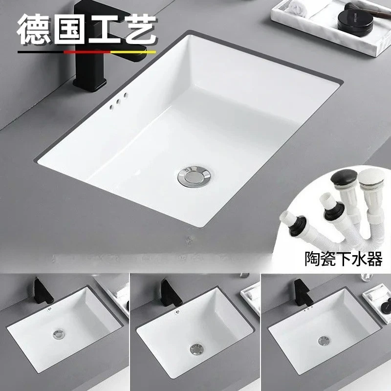 

Flat bottom deepened under-counter basin wash basin ceramic square embedded bathroom large size face basin