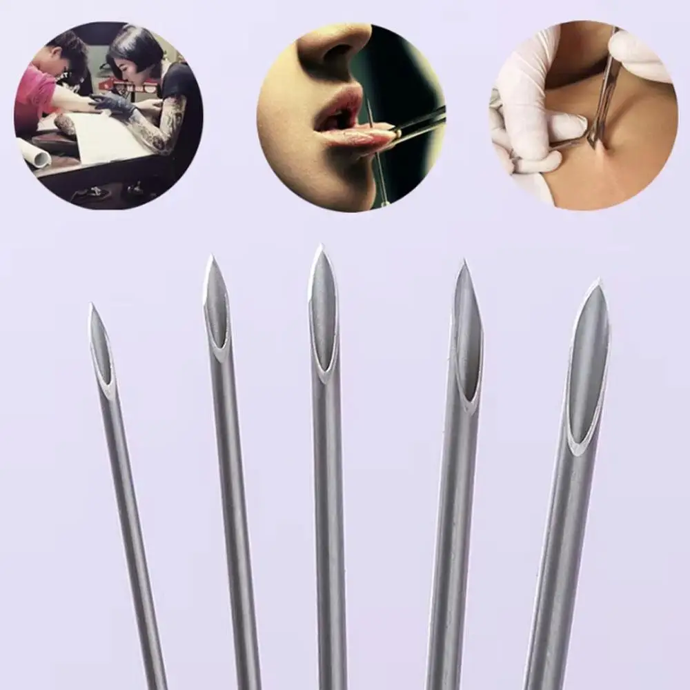 5pcs Disposable Sterile Body Piercing Needles Medical Tattoo Needle for Navel Nipple Lip Navel Ring Kit Surgical Steel Tool