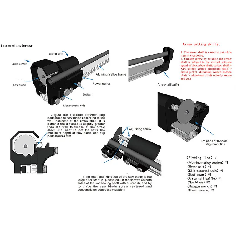 Electric Archery Arrow Cutter with Replacement Cutting Blades for Carbon Fiberglass Wood Bamboo Aluminum Arrows Shooting