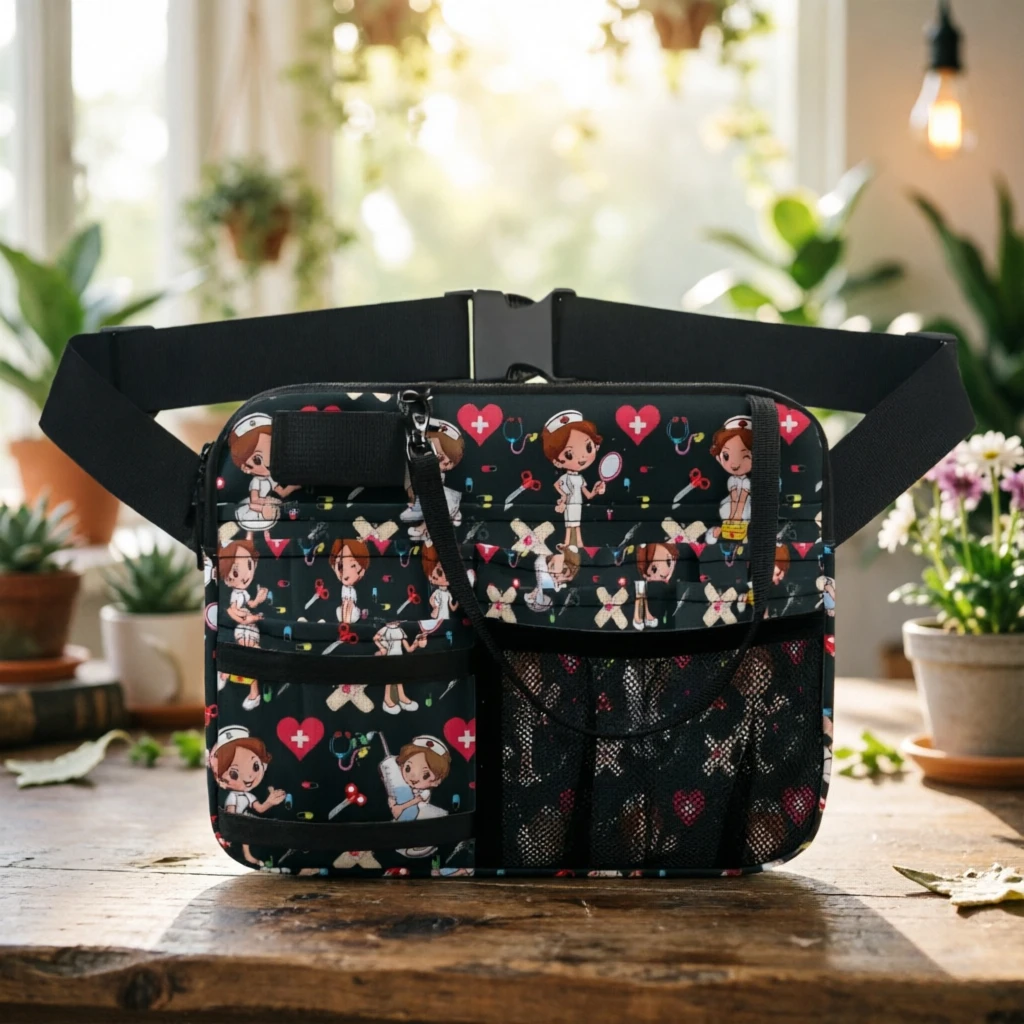 

Поясная сумка в стиле медицины – с забавным принтом медицинских иконок, регулируемый ремень для ежедневного использования