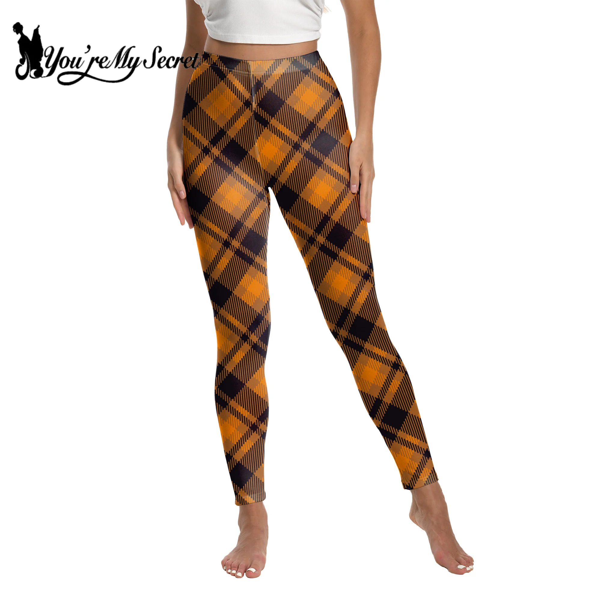 [Je Bent Mijn Geheim] Halloween Feest Vrouwen Gestreept Bedrukte Leggings Stretch Atletische Push-Up Fitness Hoge Taille Workout Yoga Broek