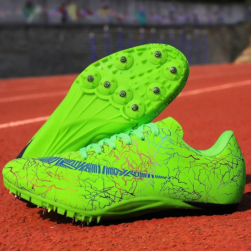 

Track Spike Men Running Sprint Shoes Long Jump Light weight Athletic Soft Professional Field Non Slip Racing Match