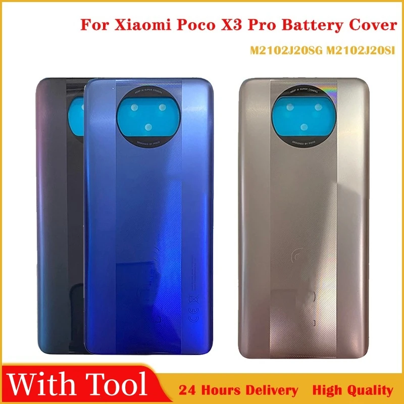 

New For Xiaomi Mi Poco X3 Battery Back Cover Rear Door For POCO X3 Replacement Housing Adhesive With Lens