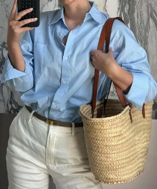 2025, Herbstkragen, lässiges, langärmliges Hemd mit Knöpfen für Damen, schmale Passform und einfaches langärmliges Hemd im Pendlerstil