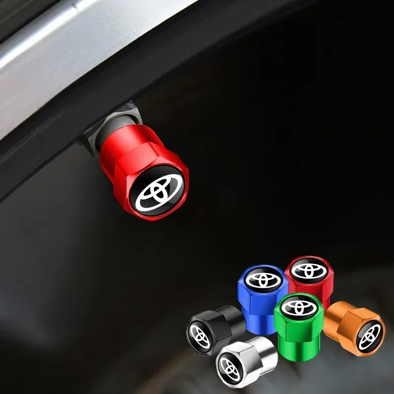 Pegatinas para el interior del coche, tapas antirrobo para válvulas de neumáticos de coche, para Toyota Camry, Yaris, Hilux, Prius, Avensis, Auris, Corolla