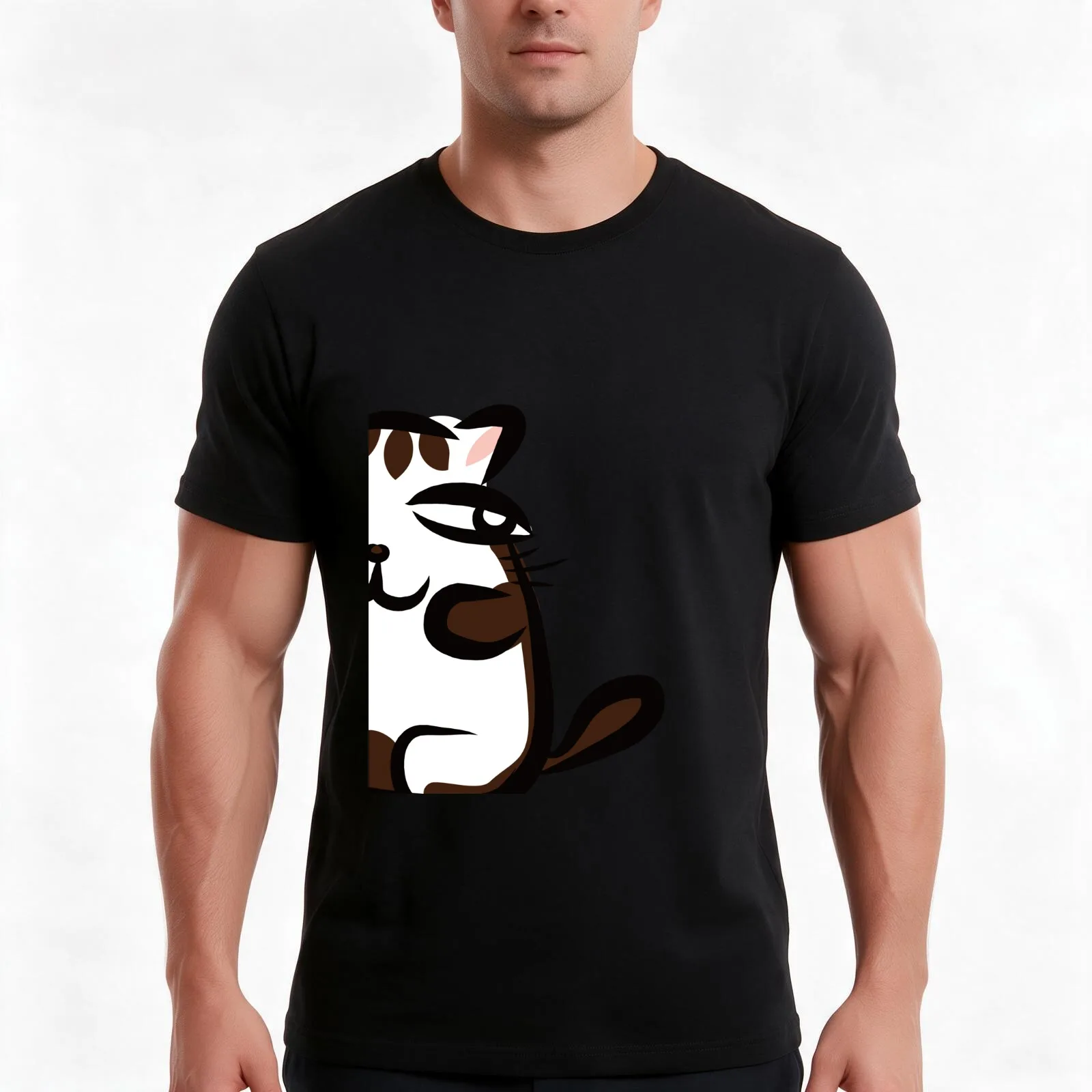 Look at you ~~~meow T-Shirt, Summer Casual Cotton Tee, Oversized Streetwear Tops, Vintage Graphic Print, Loose Fit Short Sleeve