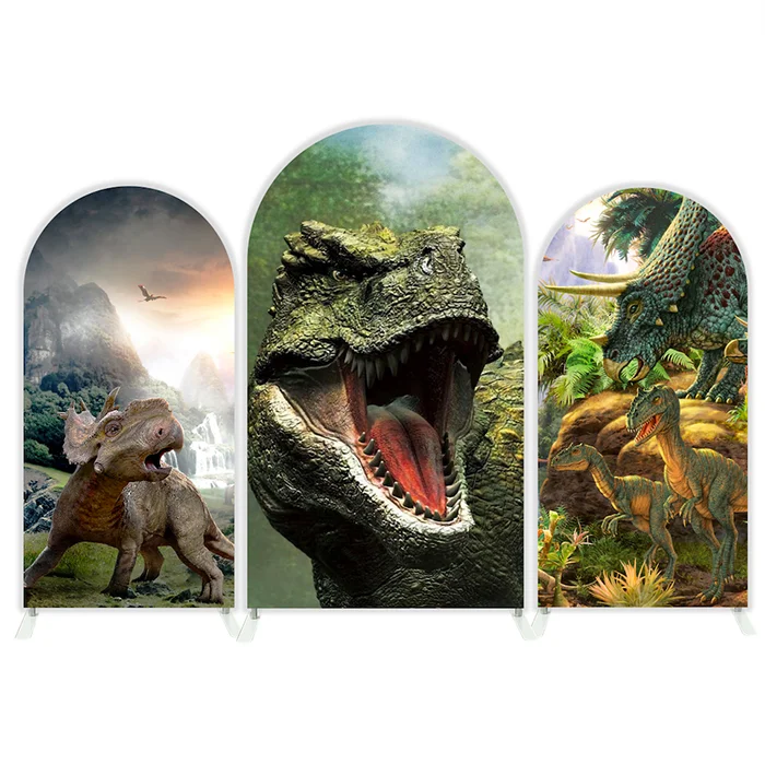 Mehofond Custom Dinosaur Theme Boys Birthday Party Baby Shower Chiara Wall Cover Arch Background Decor Backdrop Photo Doubleside