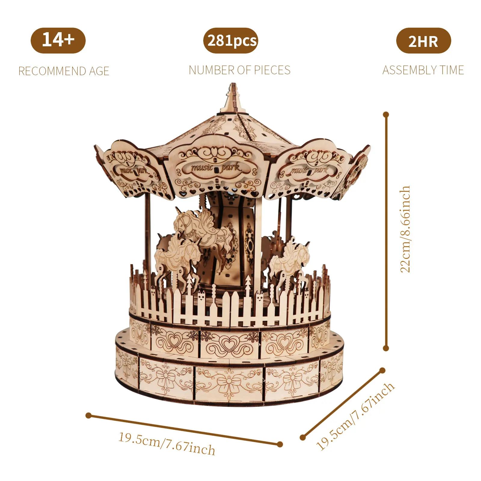 3D Wooden Puzzles For Adults Carousel Music Box Crafts Home Decor Model Kits You Are My Sunshine Christmas Gifts For Women