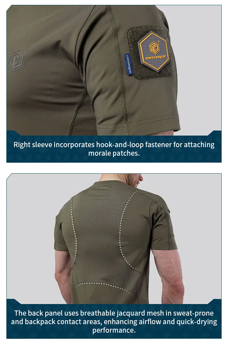 Emersongear Blue Label Fly Beast T-Shirts, bequeme Hemden, Alltagsoberteile, T-Shirt mit Vier-Wege-Stretch, Sport, Wandern, Camping, Jagd – Detail 6