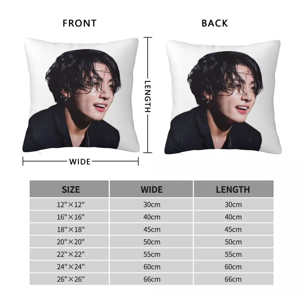 Jungkook Long Hair Hot Square Pillowcase Polyester Linen Velvet Pattern Zip Decor Home Cushion Cover Wholesale