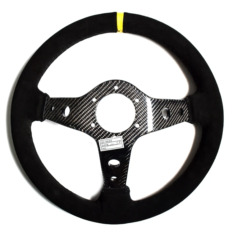 SK CUSTOM Universal Racing Car Steering Wheel Suede 14 Inch Deep Dish Steering Wheel