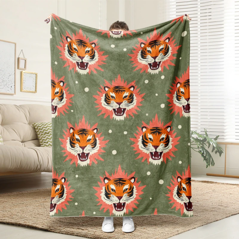 White Leopard Face Full Print Throw Blanket,Soft Sofa,Bed Lap Space,Reading Corner,Birthday Modern Wildlife Present