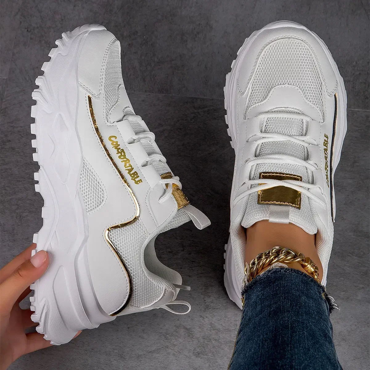 

Fashion Women's Sneakers Height-enhancing Women Casual Shoes Wear-resistant Non-slip Womens Platform Sport Shoes Tenis De Mujer