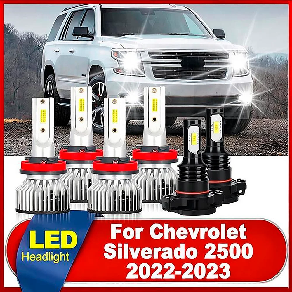 

Car LED Headlight Canbus No error 6000K White Turbo HeadLamp Plug and Play LED Foglights For Chevrolet Silverado 2500 2022-2023