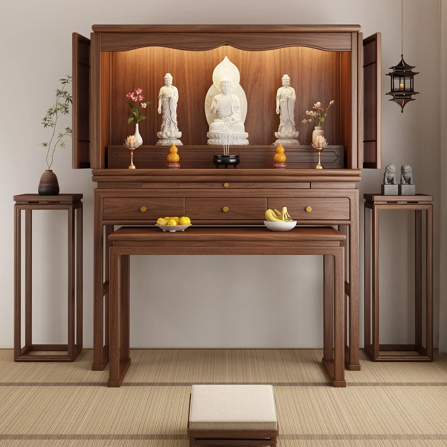 Household Shrine With Door New Chinese Vertical Cabinet Offering Table, Shrine Integrated Offering CabinetD21