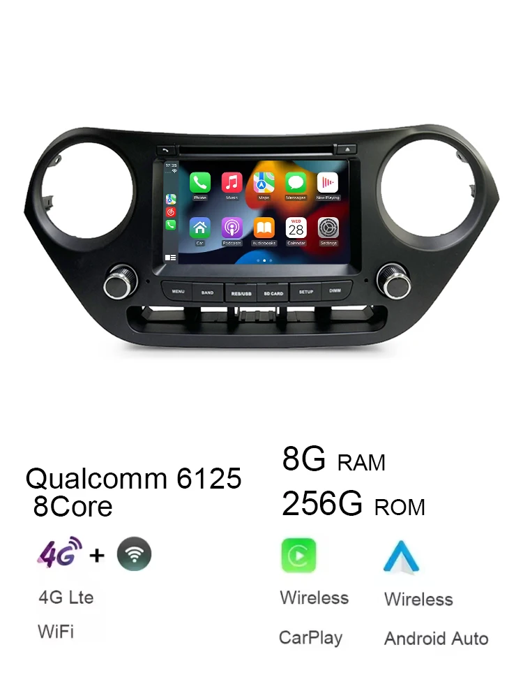 Android 13.0 DSP Voor Hyundai I10 2013-2017 Multimedia Navigatie Carplay Auto Dvd-speler GPS Kaart WIFI Bluetooth RDS radio