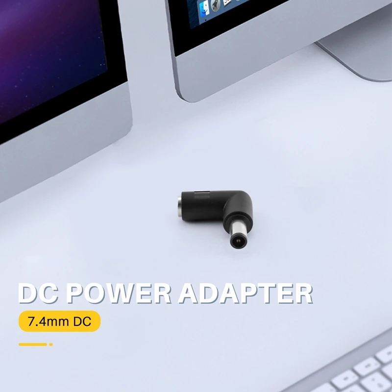 7.4X5.0 kepala lurus ke 7.4X5.0 siku pengisi daya DC konektor konverter adaptor untuk DELL HP 7.4X5.0 ke 7.4X5.0Mm