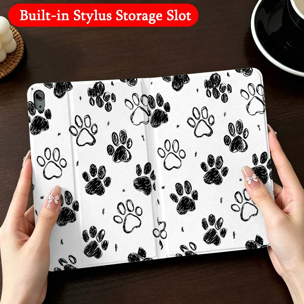 Cartoon Dog Paw Print Case For iPad Mini Pro Air 5 6 7 8 9 11 9.7 7.9 10.9 13 12.9 inch Folding Automatic Sleep/Make Tablet
